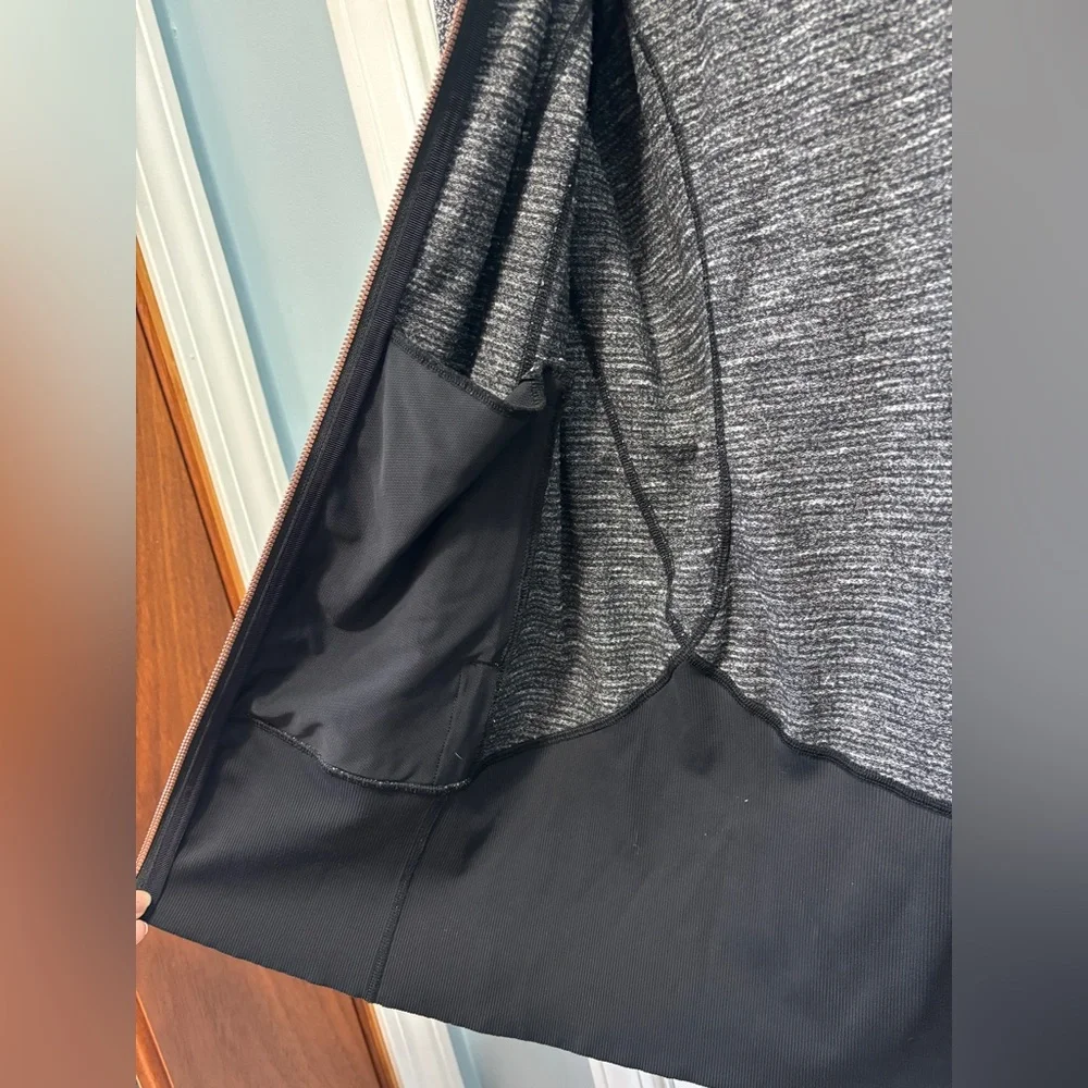 Lululemon Daily‎ Practice Jacket Women’s Black Heathered Full Zip Hooded Size 10